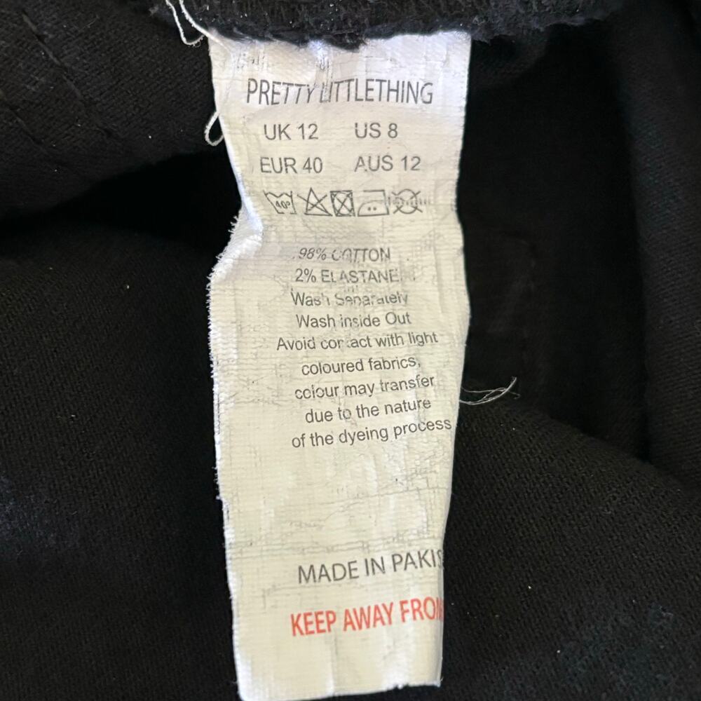 Pretty Little Thing Flare Jeans Size 8 Black High Rise Split Leg Stretch Denim - Picture 11 of 11
